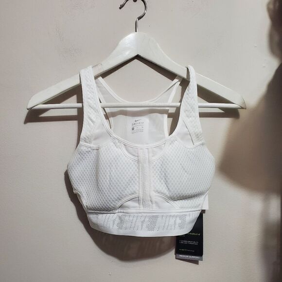 Nike Womens Sz Small Swoosh Ultrabreathe Padded Sports Bra Sail/Grey Fog NWT - Picture 1 of 10